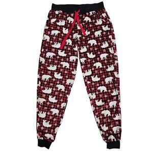 Buffalo Plaid Winter Holiday Polar Bear Print Women's Pajama Pants Size M NWOT